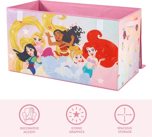 Miniatura 4 de Idea Nuova Disney Princess - Baúl plegable de almacenamiento para juguetes con tapa, 28 pulgadas de ancho x 16 pulgadas de profundidad x 14.5