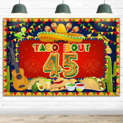 Miniatura 9 de HAMIGAR Fondo de pancarta de feliz cumpleaños de 30 x 6 pies – Fiesta de tacos 30 Fiesta de cactus mexicano decoraciones de cumpleaños suministros