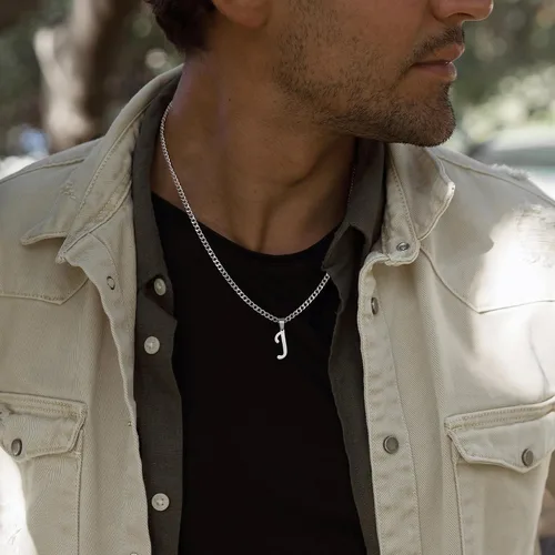 Miniatura 6 de LUXEJEW Collares con inicial de cadena cubana de oro para hombres, dije de letra, collar con inicial para hombres, niños y mujeres, collares