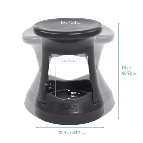 Miniatura 3 de ECR4Kids Taburete tambaleante de almacenamiento activo, altura del asiento de 18 pulgadas, muebles para niños, color negro