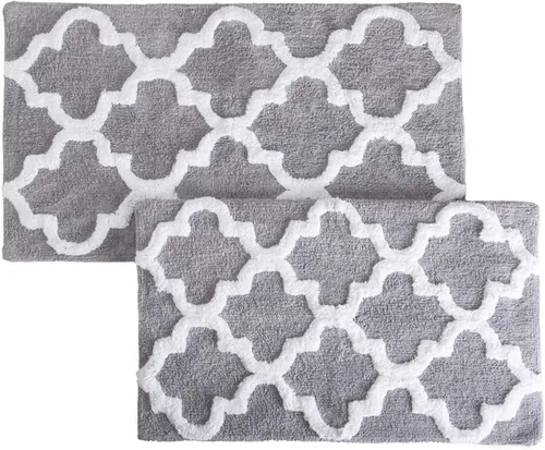 Miniatura 11 de Set de alfombrillas de baño enrejadas de Lavish Home, 2 piezas. Hueso
