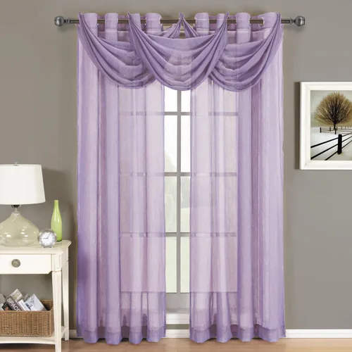 Miniatura 2 de Royal Hotel Bedding Lujo Abri - Ojal superior, cortinas transparentes aplastadas, 84 pulgadas de largo, lavanda, juego de 2