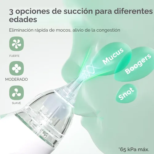 Miniatura 3 de Momcozy Aspirador Nasal para Bebé, Aspirador Nasal Eléctrico de 3 Niveles de Succión para Bebé, Recién Nacido y Niño Pequeño, Aspirador Nasal
