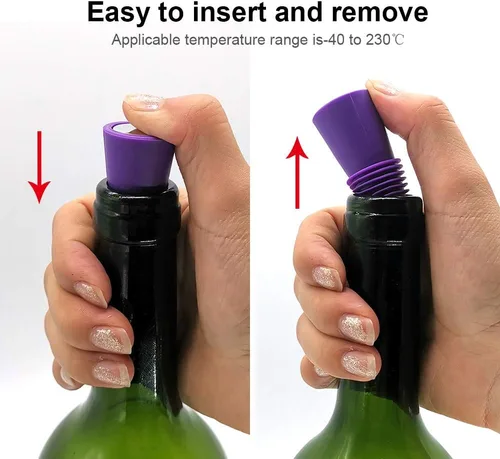 Miniatura 7 de 6 tapones de vino, tapón reutilizable de silicona para botella de vino espumoso y tapón para botella de bebidas con agarre superior para mantener