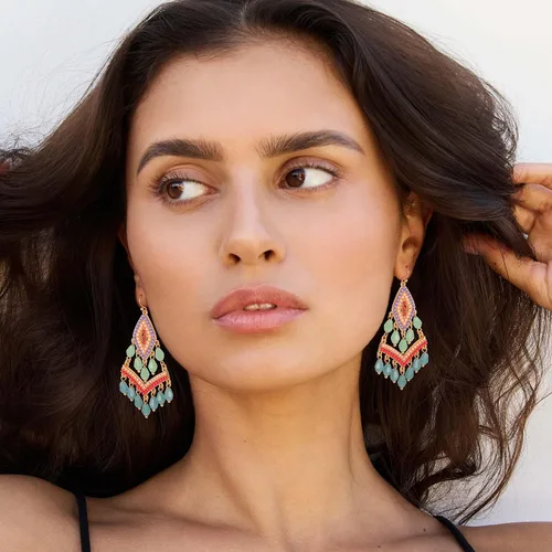 Miniatura 2 de Boho Drop Earrings Seed Bead Dangle Earrings Vacation Earrings Colorful Statement Earrings Jewelry Present