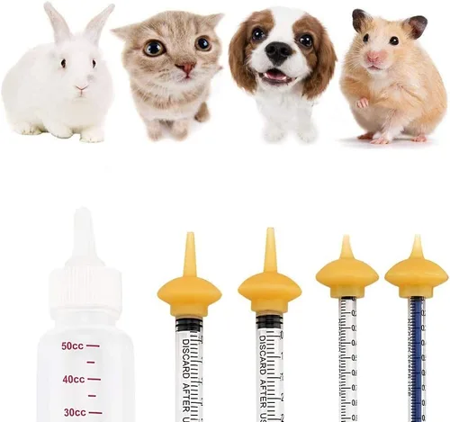 Miniatura 4 de Biberón para mascotas y jeringas con pezones para gatos pequeños, perros y animales (Modelo 1)