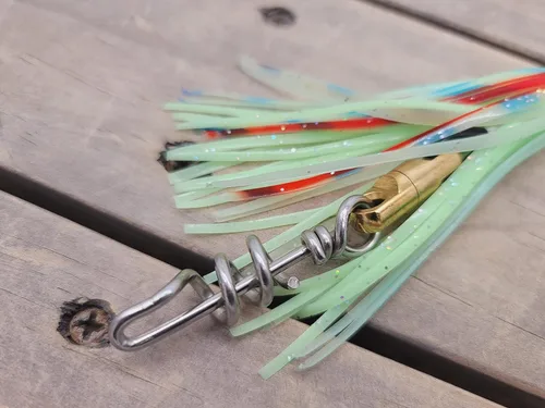 Miniatura 3 de Lobo Lures Add-a-Bird - Señuelo giratorio de arrastre con cadena de margarita, 400 libras y sacacorchos de 750 libras Resplandor verde/LUMO