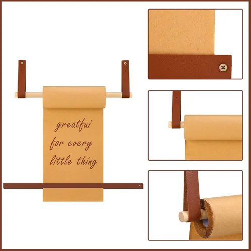 Miniatura 5 de Lincia - Dispensador de rollo de papel kraft de 10 cm montado en la pared, 50 metros, marrón, para listas de la compra, notas, manualidades, papel