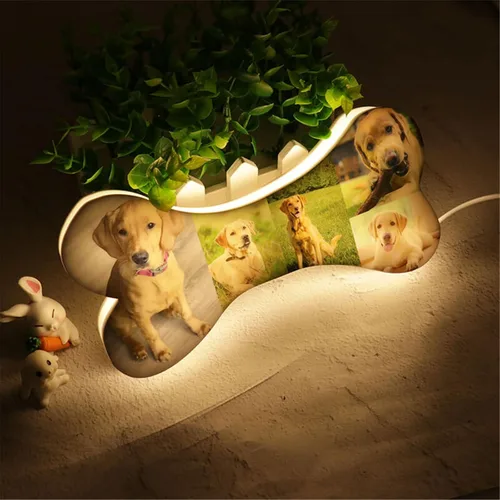 Miniatura 5 de Lámpara de fotos personalizada con 5 imágenes, luz LED para dormitorio, noche 3D, Navidad, cumpleaños, hueso, 8 pulgadas