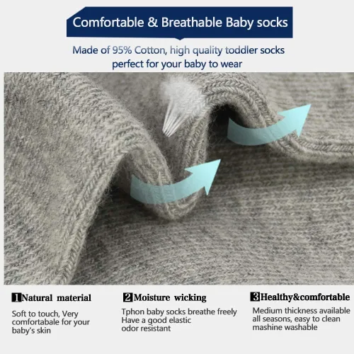 Miniatura 5 de Tphon Calcetines antideslizantes para niños pequeños, 12 pares de calcetines adhesivos antideslizantes para bebés de 1 a 10 años