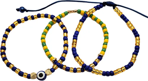 Miniatura 28 de Hecho a mano contra el mal de ojo orishas joyería de protección Ilde elástico elástico ajustable con cuentas unisex amuleto pulsera conjunto