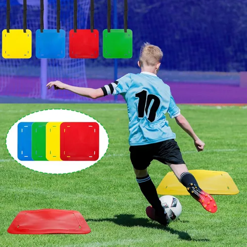 Miniatura 7 de Tebery 4 objetivos de portería de fútbol, objetivos de entrenamiento de tiro con correas ajustables, objetivos de fútbol colgantes para agilidad