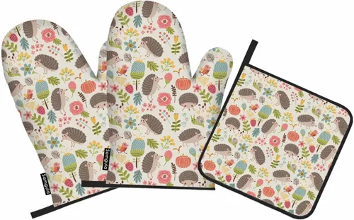 Miniatura 20 de Juego de manoplas de horno y soportes para ollas de piña, frutas tropicales, arte exótico hawaiano, resistente al calor, 3 piezas para cocinar