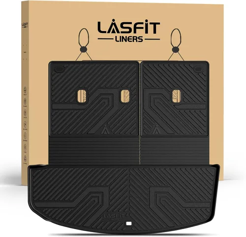Miniatura 36 de LASFIT Tapete de carga y respaldo para Nissan Armada/Infiniti QX80 2019-2024, TPE para todo tipo de clima, ajuste personalizado, fácil de limpiar