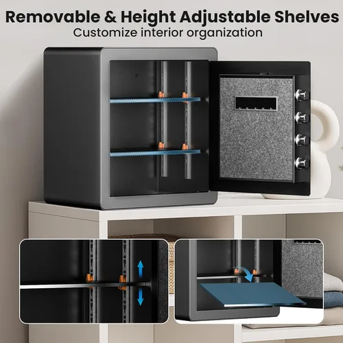 Miniatura 7 de Locksworth Caja de seguridad electrónica antirrobo de 2.0 pies cúbicos, con bolsa impermeable ignífuga para objetos de valor de dinero, caja