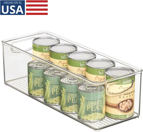 Miniatura 2 de iDesign - Recipiente de plástico apilable para despensa con asas para gabinetes o refrigerador, transparente, fabricado en EE. UU Para armarios