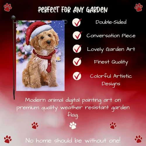 Miniatura 5 de Doggie of the Day Cockapoo - Banderas de jardín para perros – País de las Maravillas de Navidad – Doble cara – Regalo decorativo de primavera