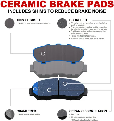 Miniatura 9 de R1 Concepts Frenos traseros y rotores Hardware incluido Kit de pastillas de freno y rotores de cerámica traseras Compatible con Mini Cooper