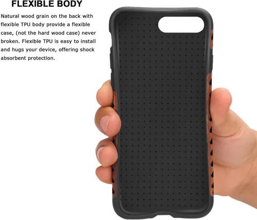 Miniatura 6 de TENDLIN Funda para iPhone 8 Plus/iPhone 7 Plus con grano de madera exterior suave TPU silicona híbrida funda delgada para iPhone 7 Plus y iPhone 8