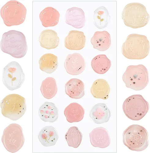 Adhesivos de sellado de cera prefabricados transparentes, 54 adhesivos impermeables para invitaciones de boda, envoltura de regalos de cumpleaños,