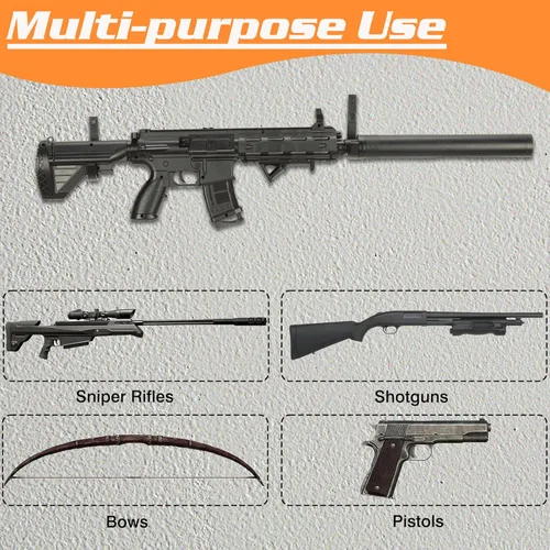 Miniatura 6 de Soporte de pared para rifles de metal horizontales para colgar y almacenar, soporte para pistola de acero resistente con acolchado suave, almacena