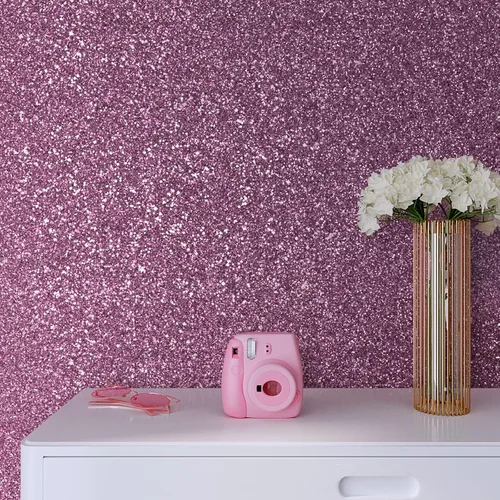 Miniatura 7 de VaryPaper Papel tapiz rosa claro con purpurina gruesa de 15.7 x 78.7 pulgadas, papel de contacto con purpurina rosa para paredes, papel de pared