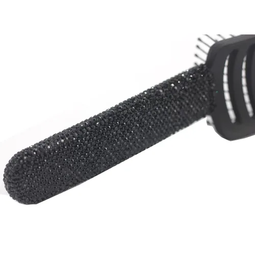 Miniatura 7 de Bling Styling Cepillo de pelo liso y desenredante para mujeres, niñas, hombres, peine Spareribs en forma de arco (negro)