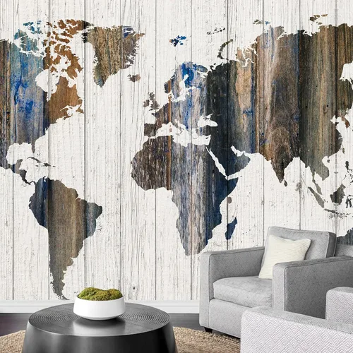Miniatura 9 de wall26 Adhesivo de pared extraíble/mural de pared estilo panel de madera, bandera estadounidense y águila calva, arte digital internacional global