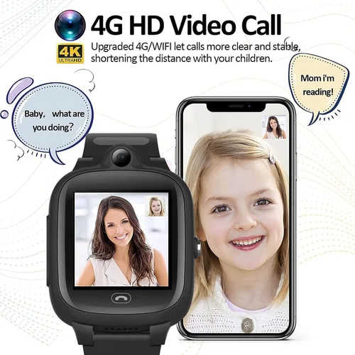 Miniatura 3 de TEZILON Reloj inteligente GPS 4G para niños, seguimiento global en tiempo real, videollamadas y texto Geo-Fence SOS Alerta de emergencia Mensaje