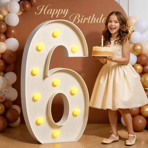 Miniatura 14 de Números de marquesina de 4 pies de alto, 4 pies de alto, números grandes iluminados 0 para 30, 40, 50, 60, decoración de fiesta de cumpleaños