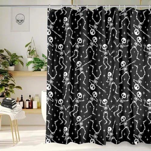 Miniatura 13 de Cortina de Ducha Feliz Navidad 72x72 Pulgadas Cortinas de Ducha de Reno Navideño para Baño con Ganchos Decoración Navideña de Baño Hogar Vacaciones