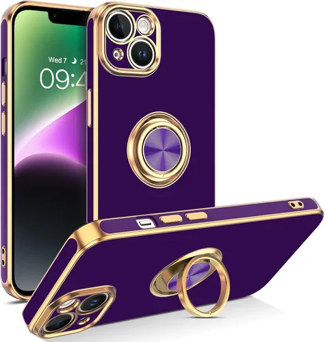 Miniatura 11 de VENINGO Funda para iPhone 14, funda para iPhone 14, ajuste delgado, suave soporte de anillo de 360° con base, compatible con soporte magnético
