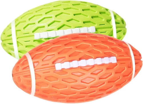 Miniatura 6 de AUSCAT Juguete de fútbol chirriante para perros, juguete masticable para perros, pelota de goma resistente para perros medianos y grandes, verde