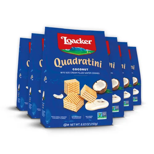 Miniatura 17 de Loacker Quadratini - Paquete grande de galletas de oblea variadas con sabor a frutas - Mezcla de limón, vainilla y yogur de frambuesa - Galletas