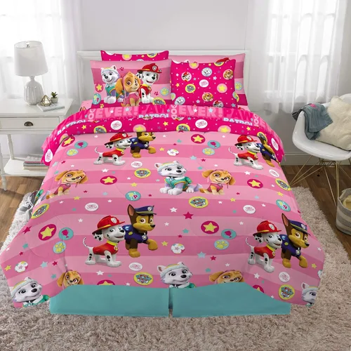 Miniatura 5 de Franco - Juego de ropa de cama para niñas Patrulla Canina, edredón y sábanas supersuaves con funda, 7 piezas, tamaño matrimonial, producto