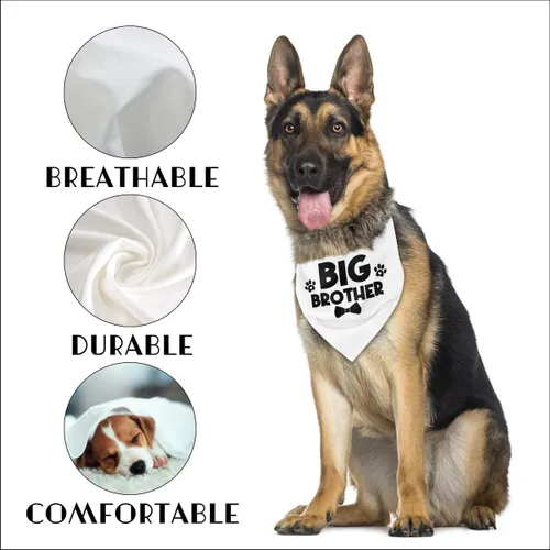 Miniatura 2 de Bandana para perro, bandana para perro de hermano mayor, silenciador clásico de impresión blanca, bufanda para mascotas, bufanda para mascotas