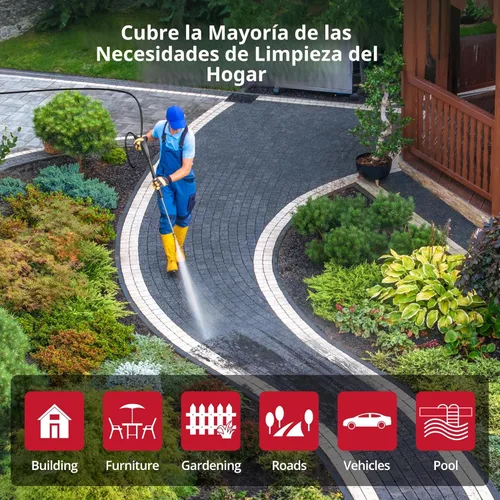 Miniatura 4 de AMERISUN Lavadora a presión de gas de 3800 PSI 2.5 GPM con motor OHV de 4 tiempos de 212 cc, 5 boquillas de conexión rápida y ruedas de 10 pulgadas