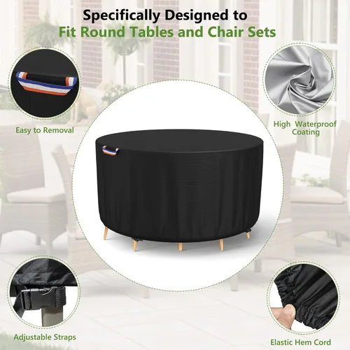 Miniatura 6 de STARTWO Fundas redondas para muebles de patio, fundas impermeables para muebles de exterior, resistentes a los rayos UV