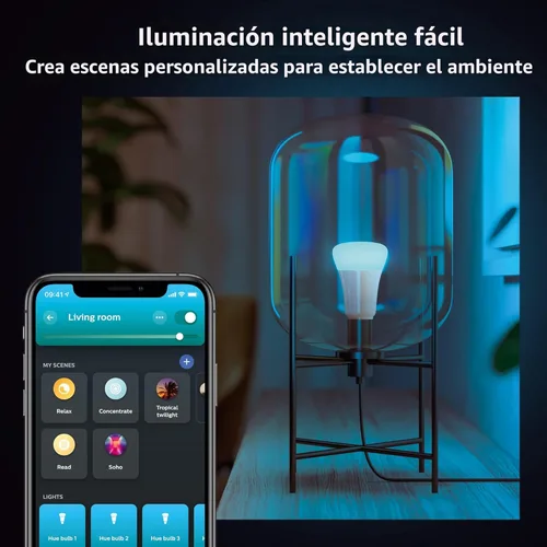 Miniatura 5 de Philips Hue - Paquete de 2 bombillas LED A19, compatibles con Bluetooth y Zigbee (opcional Hue Hub), activadas por voz con Alexa y Google Assistant