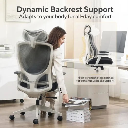 Miniatura 4 de Nouhaus Apertura - Silla ergonómica de oficina, sillas de escritorio de oficina en casa con soporte lumbar ajustable y reposacabezas, soporte Gris