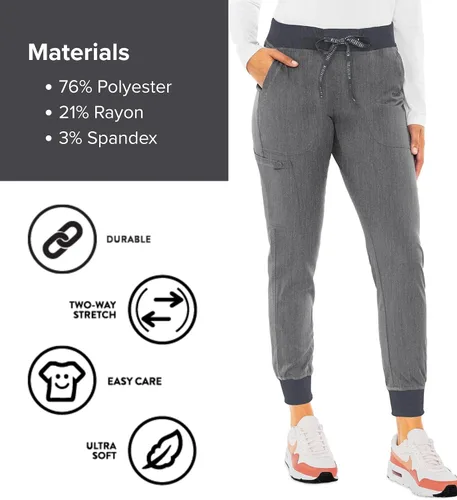 Miniatura 6 de Med Couture Pantalones de Uniforme Médico (Scrubs) para Mujeres Pantalones Cargo Jogger con 5 Bolsillos, Ligeros, Ultra Suaves, Tela Elástica