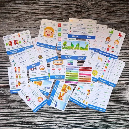 Miniatura 3 de Tarjetas de vocabulario en español para niños y adultos principiantes - 276 tarjetas de estudio bilingües 720 palabras con portal interactivo