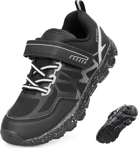 UOVO Botas de senderismo resistentes al agua para niños, zapatos para caminar al aire libre, antideslizantes, al tobillo, zapatos deportivos