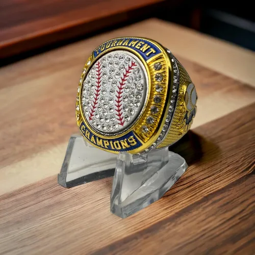 Miniatura 2 de Legacy Rings Paquete de 1 o 12 campeones de campeonato de campeonato de campeonato de béisbol de sóftbol o finalistas en tono plateado transparente