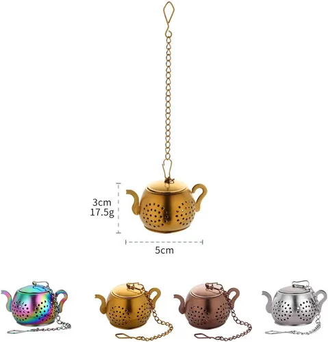 Miniatura 7 de Buyer Star Infusor de té Rainbow Gold 3 piezas para té suelto de acero inoxidable reutilizable filtros de filtro bola para té sabor más empinado