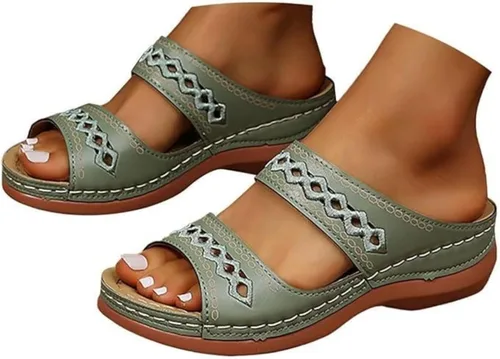 Miniatura 11 de Sandalias de verano elegantes para mujer, planas, bonitas, informales, para playa, cómodas, ortopédicas, sin cordones, sandalias ortopédicas