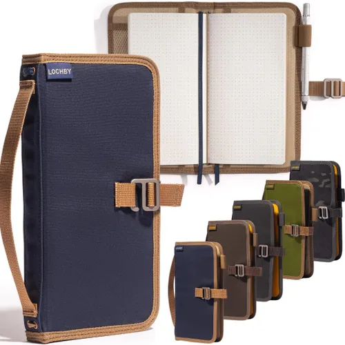 Miniatura 27 de LOCHBY® Carpeta Field A5 Cubierta de carpeta de 6 anillas Lona encerada resistente al agua Diseño plano Sistema A5 apto para recargar