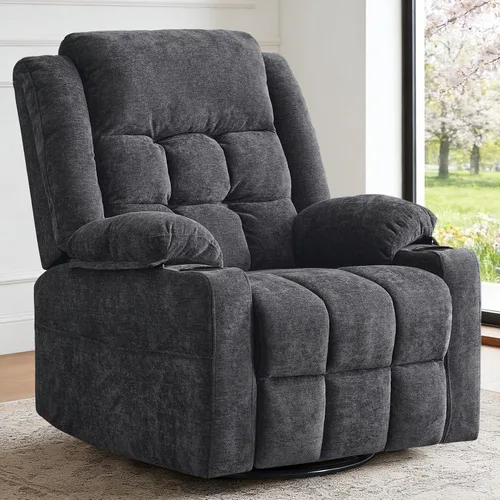 Miniatura 9 de Silla Reclinable Giratoria Eléctrica para Adultos, Sillas Reclinables Mecedoras con Masaje y Calor para Sala de Estar, Silla de Sofá Reclinable