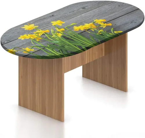 Miniatura 8 de XISUNYA Mantel ovalado ajustable de poliéster con bordes elásticos y flores amarillas, para mesa de mesa Plumeria Frangipani con bonito estampado