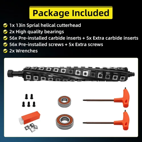 Miniatura 4 de Shelix Cabezal de corte helicoidal para DeWalt 735 DW735 DW735X Cepilladora de espesor, cabezal de corte helicoidal de 13 pulgadas para DeWalt DW735
